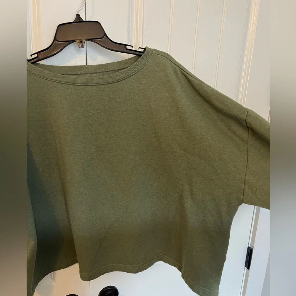 Ladies Cropped Sweatshirt. Green XXL - Picture 4 of 8